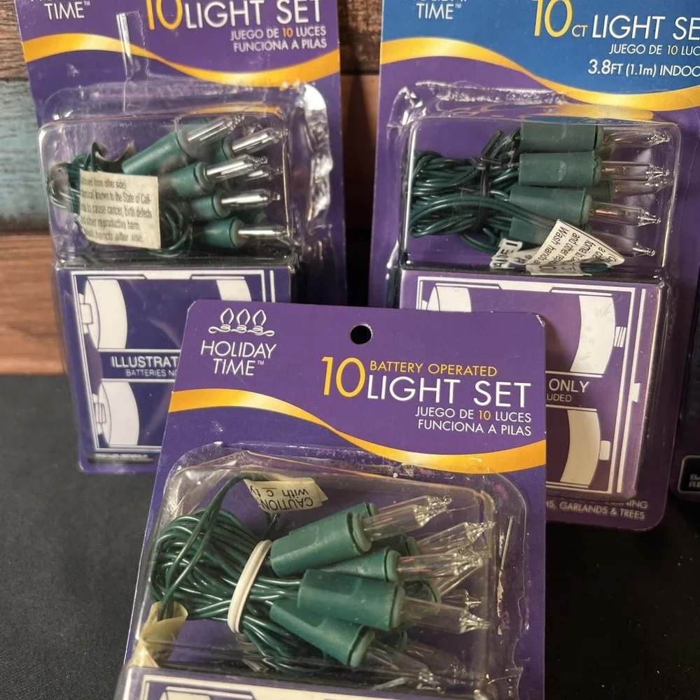 Lot Of 6- Holiday Living 10 Ct Battery Operated Multi-Color/Clear‎ Mini Lights
